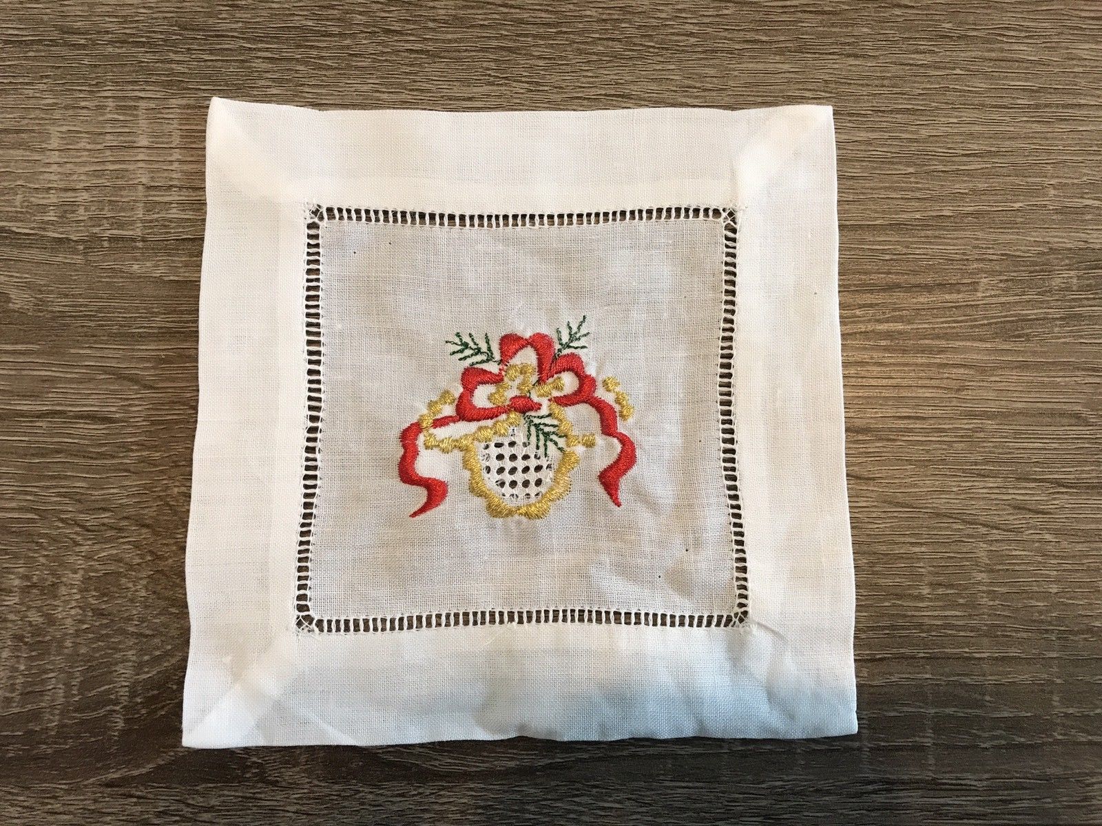 Christmas Golden Ribbon Cocktail Napkin 6" Inch