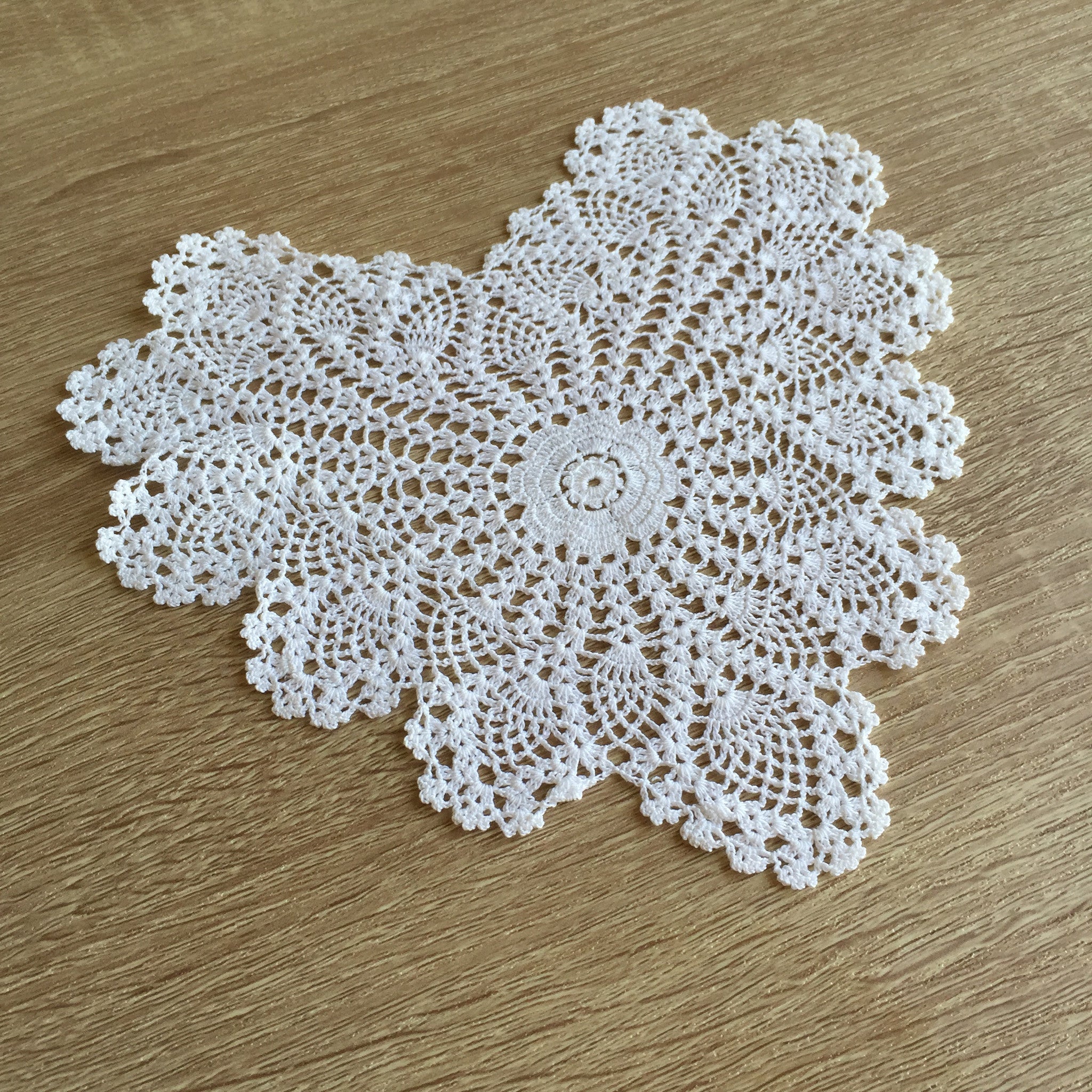 Pineapple Heart Shaped Doilies White 8" Inch Set of 12
