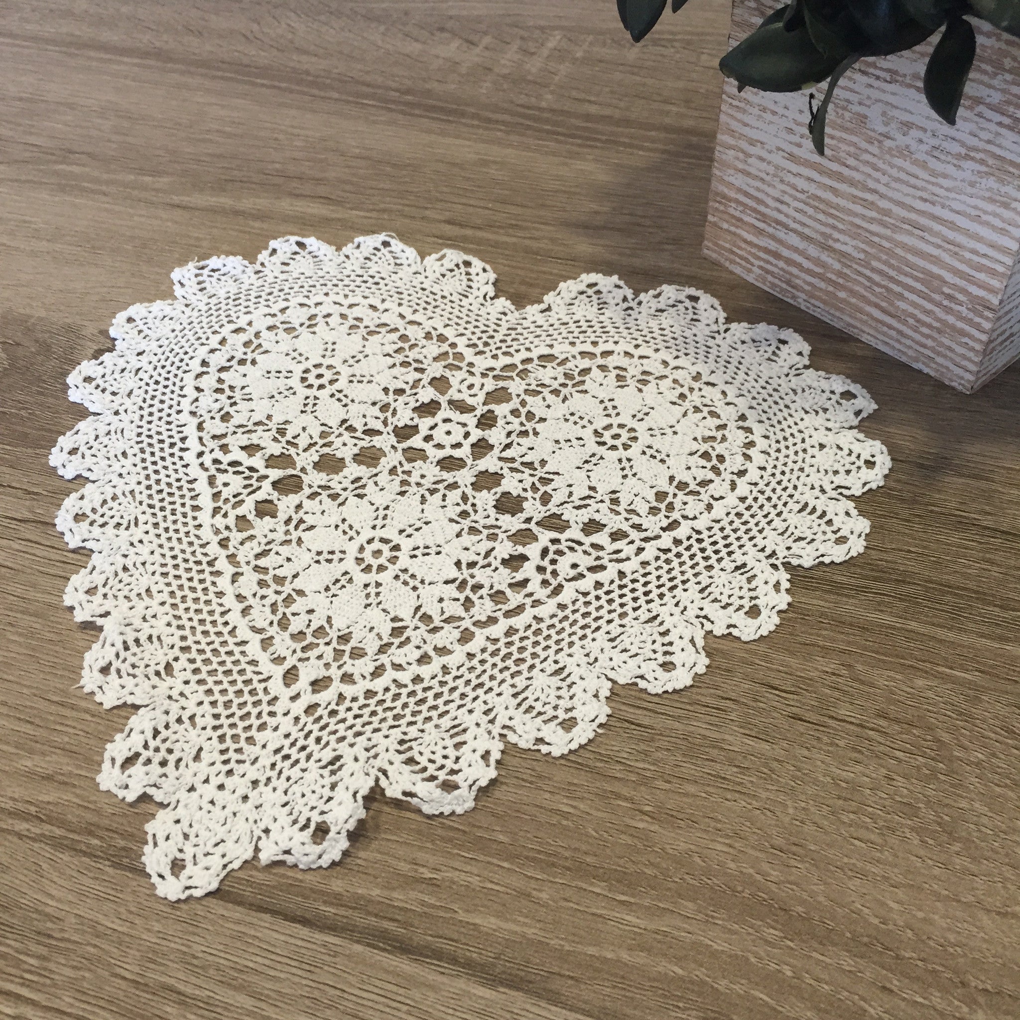 Strawberry Heart Shaped Doilies White 10" Inch