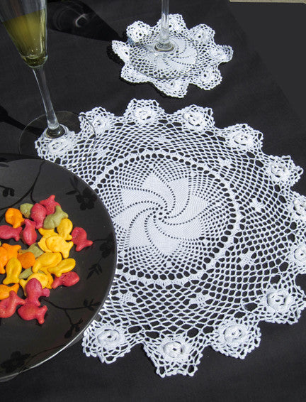 Irish Rose Doilies Round White 10" Inch