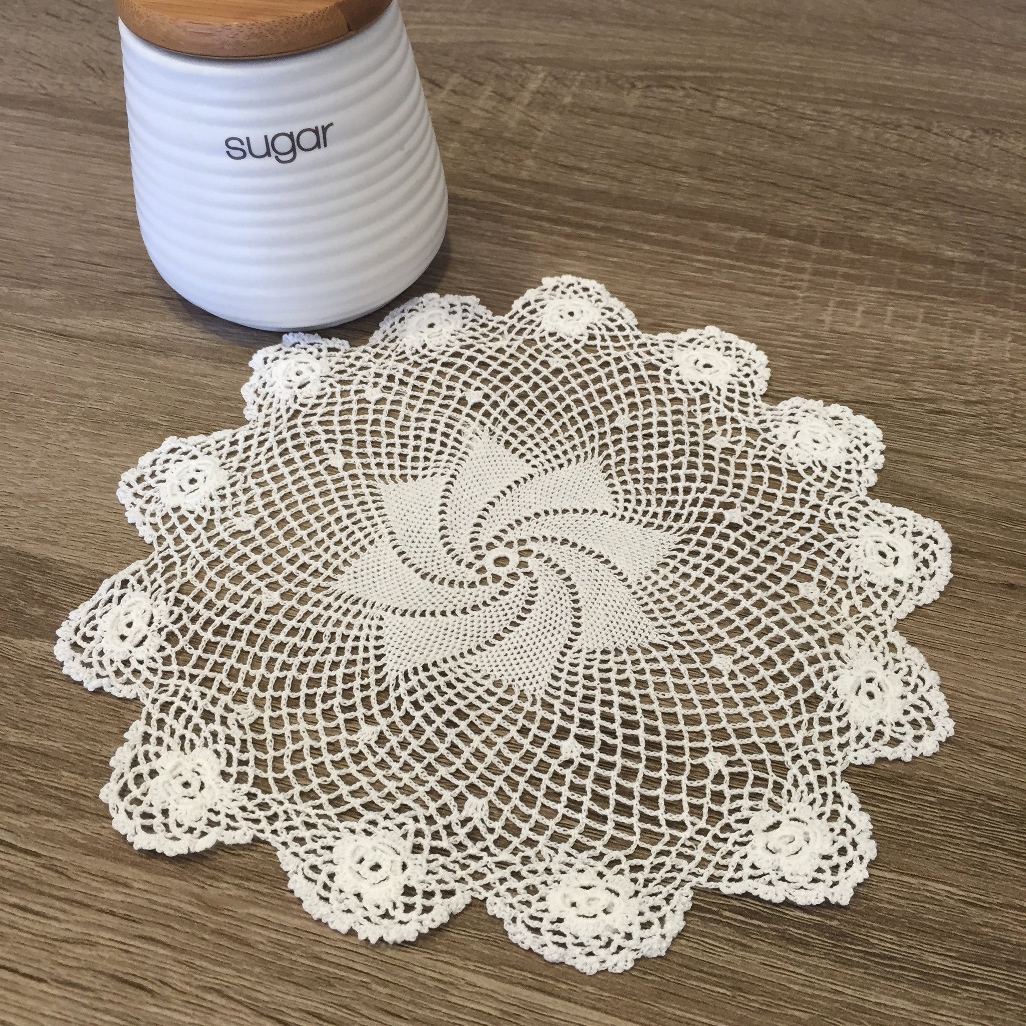 Plum Rose Doilies Round White 8" Inch Set of 12