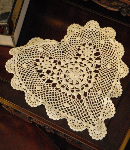 Poppy Heart Shaped Doilies Ecru 10" Inch