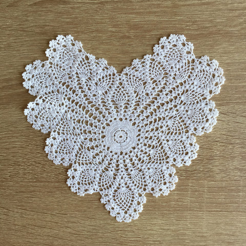 Pineapple Heart Shaped Doilies White 8" Inch Set of 12