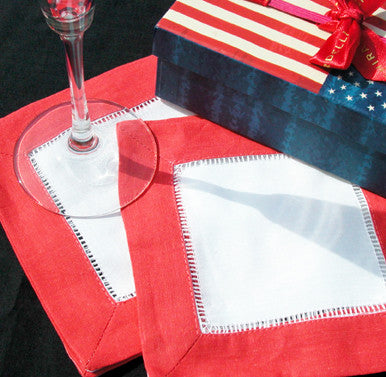 Coral Border Hemstitch Napkin 6" Inch
