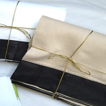 Beige Black Border Hemstitch Guest Towel