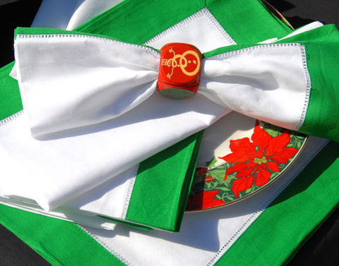 Green Border Hemstitch Napkin 22" Inch