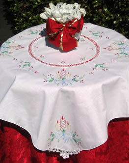 Christmas Candle Light Table Topper 34 Inch Square