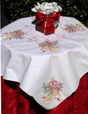Christmas Bell Table Topper 34 Inch Square