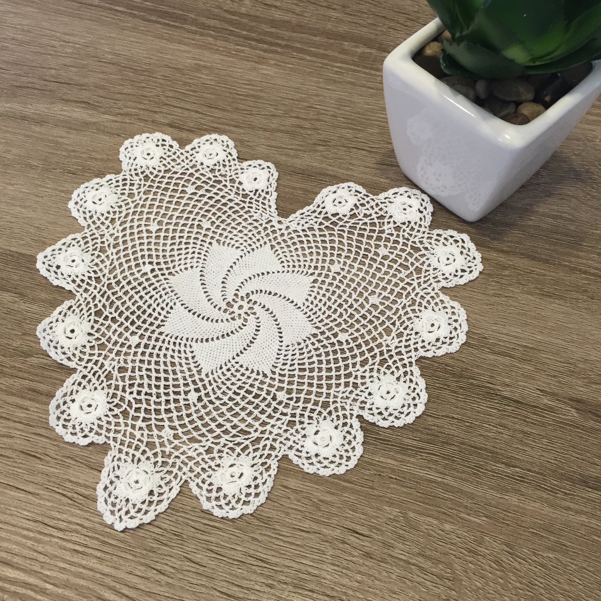 Plum Rose Heart Shaped Doilies White 6" Inch Set of 12