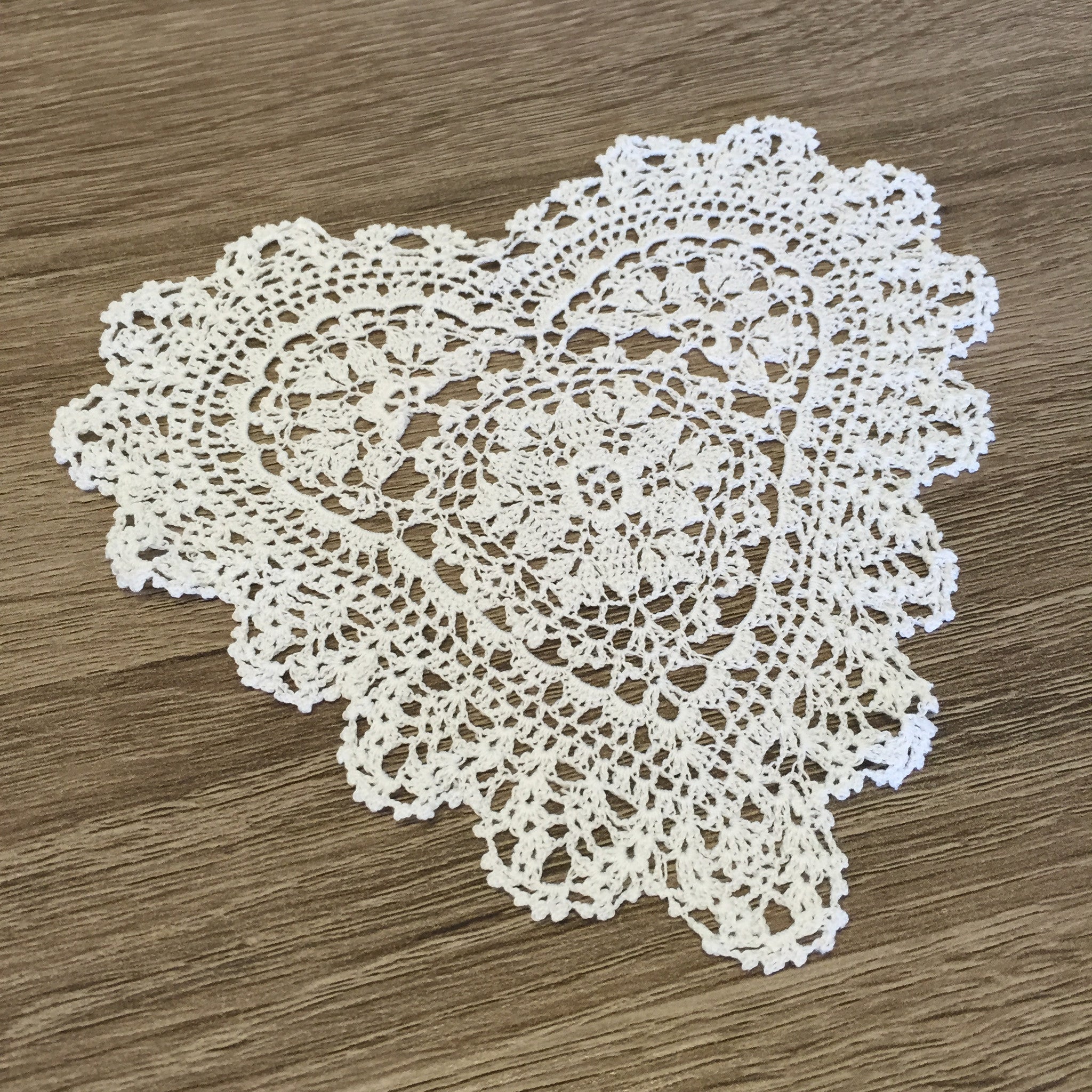 Strawberry Heart Shaped Doilies White 6" Inch Set of 12