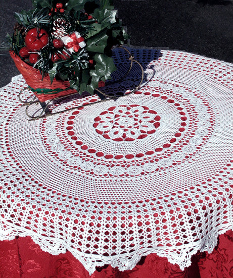 Marigold Round Crochet Topper White 23" Inch