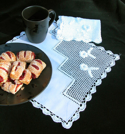 Crochet Rose Tea Napkin 12" Inch