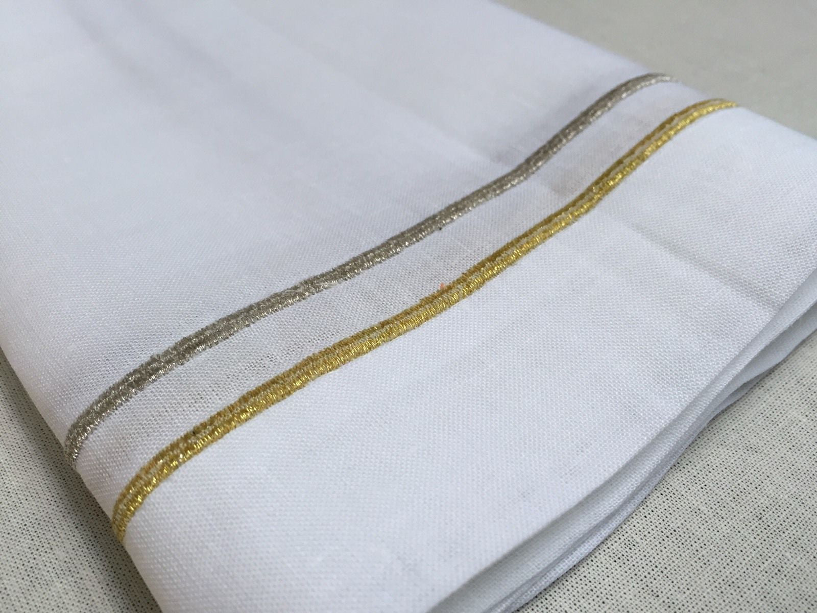 Gold / Silver Embroidered Lunch Dinner Napkin 20" Inch Set of 4
